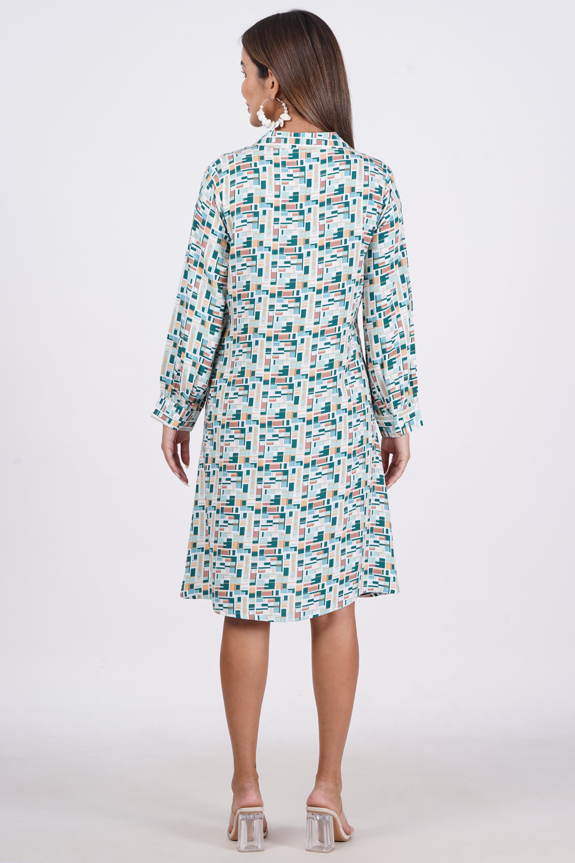Teal Abstract Midi Dress