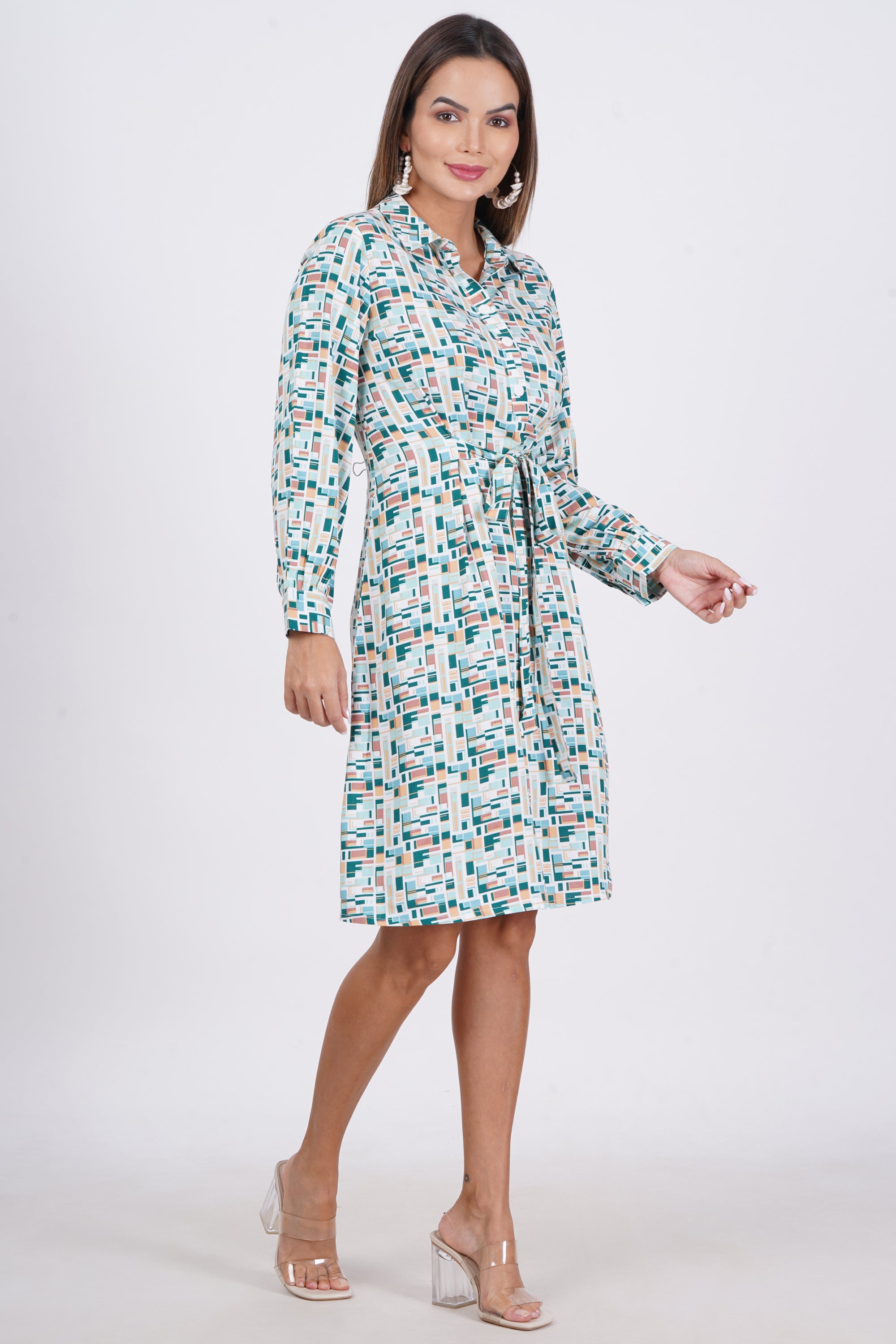 Teal Abstract Midi Dress