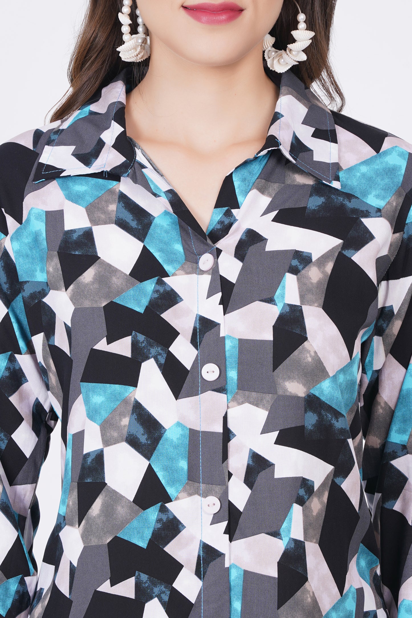 Blue Abstract A-Line Dress