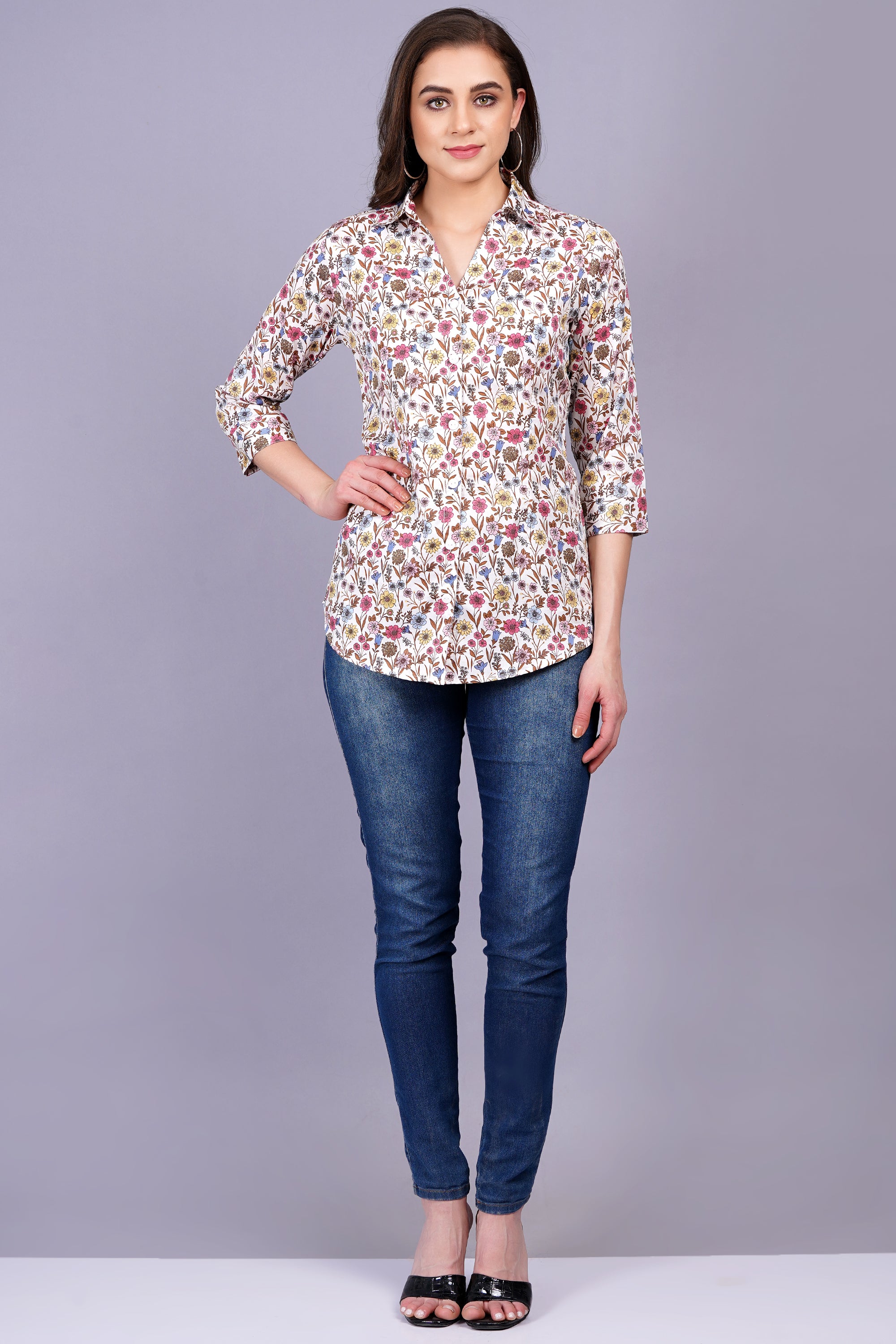 Lightweight Printed Shirt with Collar