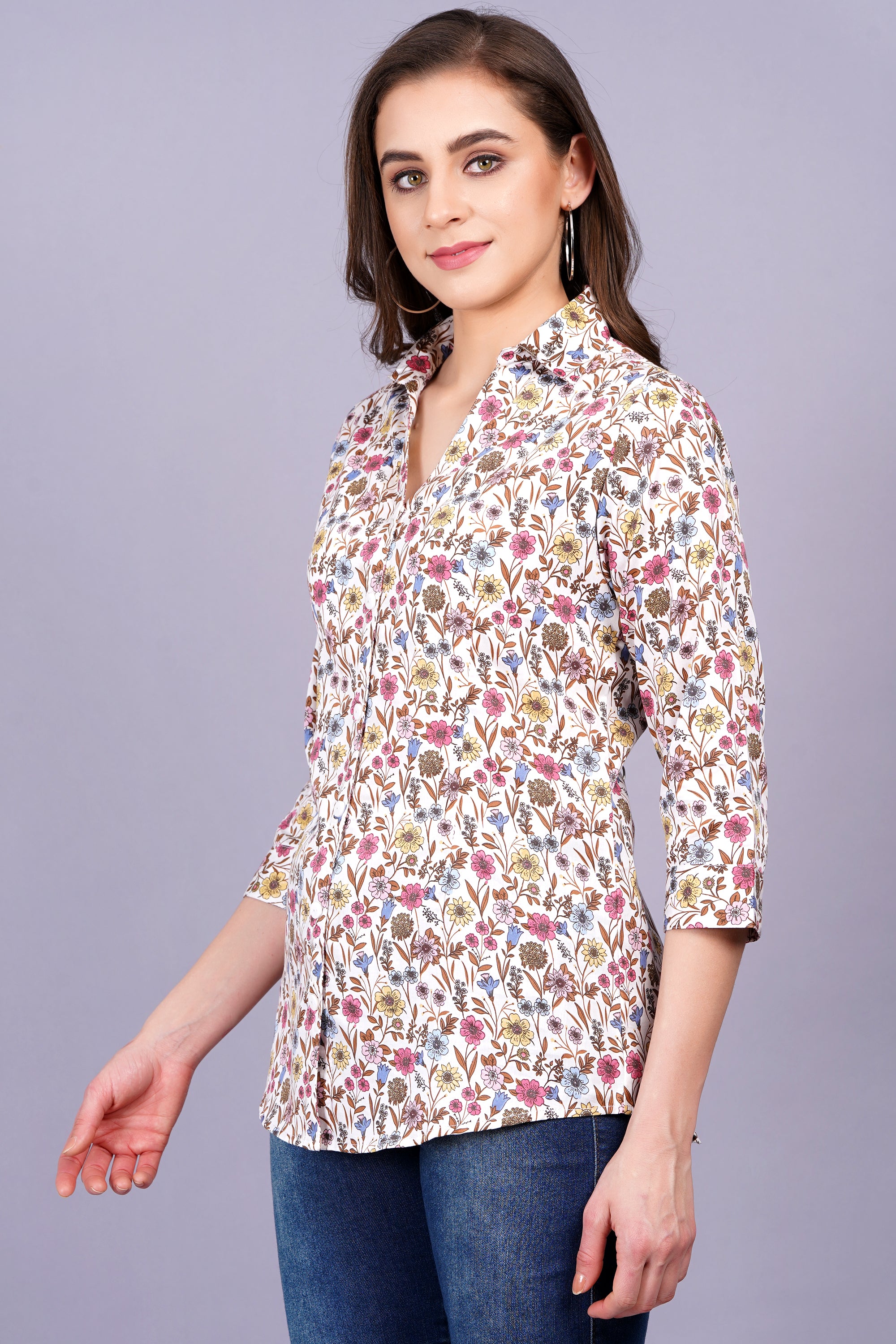 Lightweight Printed Shirt with Collar