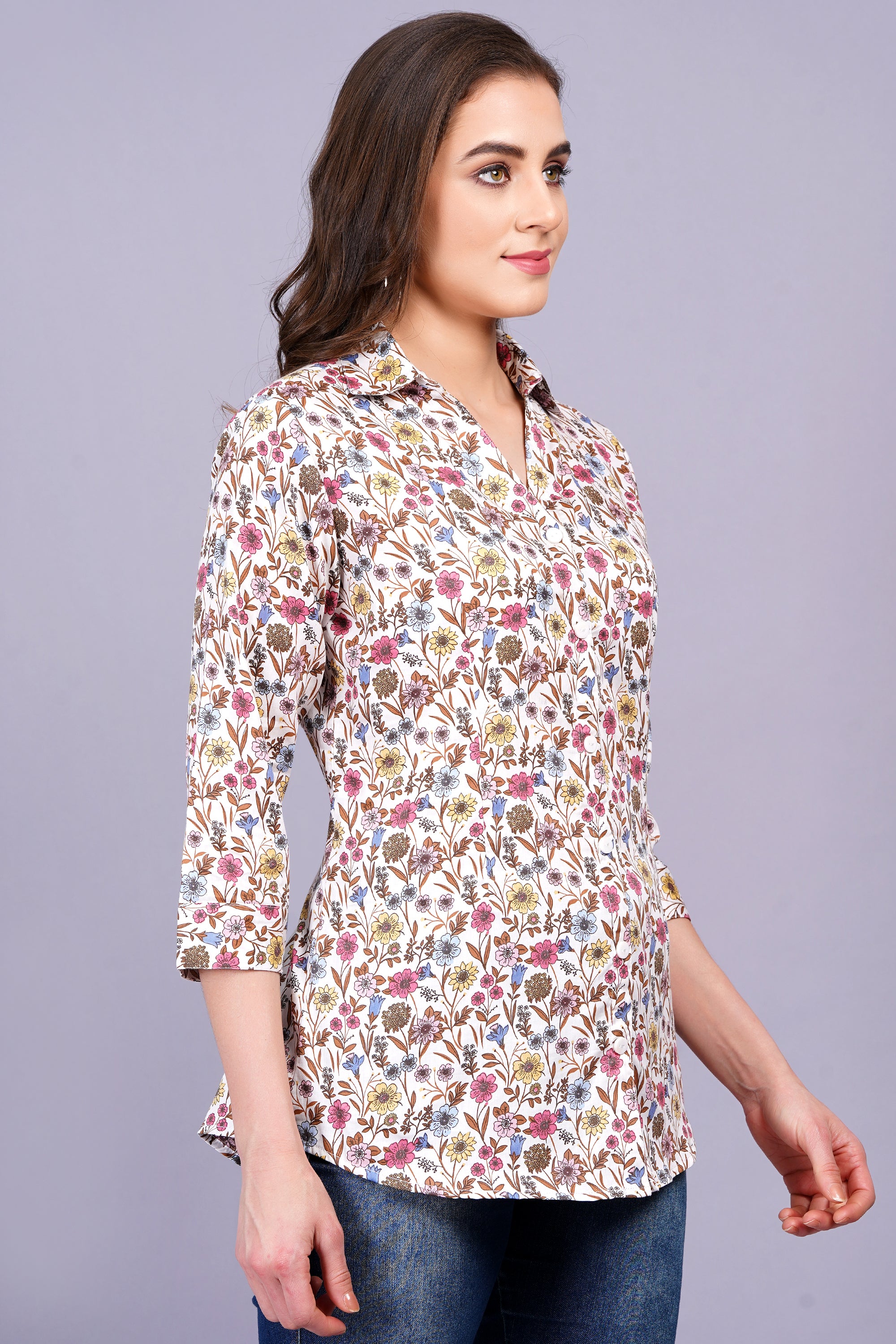 Lightweight Printed Shirt with Collar