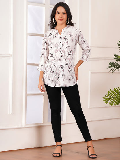 Ivory Floral Print Top