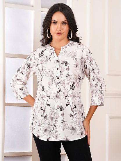 Ivory Floral Print Top