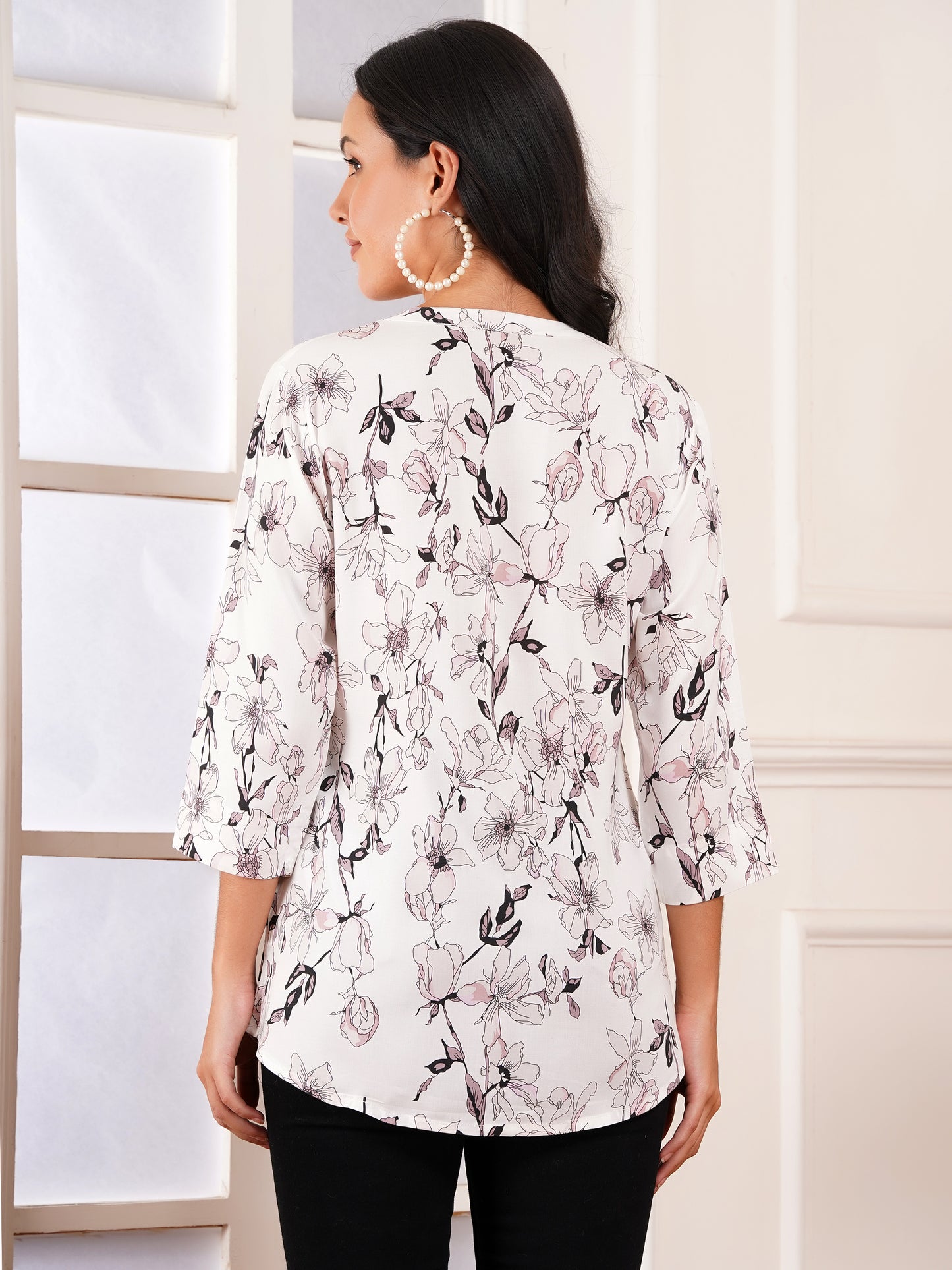 Ivory Floral Print Top