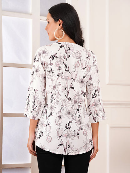 Ivory Floral Print Top