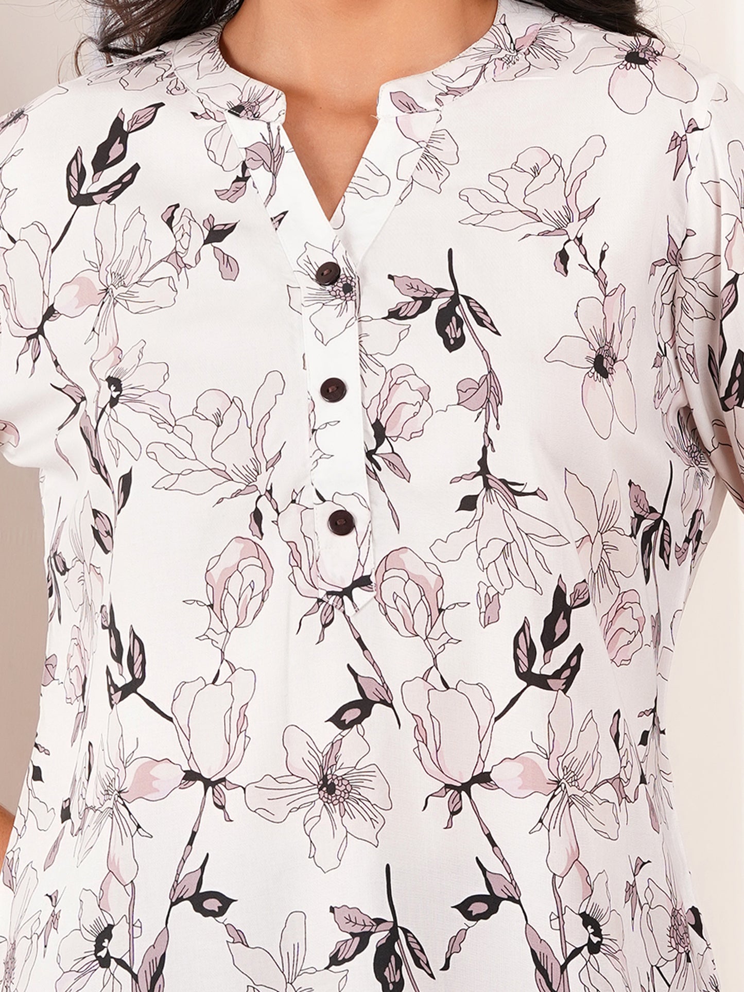 Ivory Floral Print Top