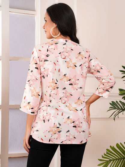 Soft Blush Floral Print Top