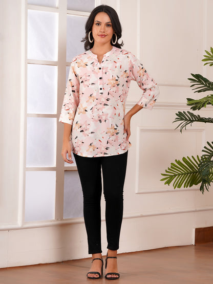 Soft Blush Floral Print Top