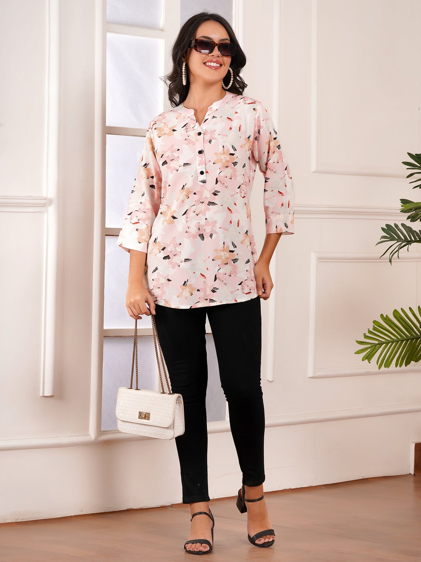 Soft Blush Floral Print Top