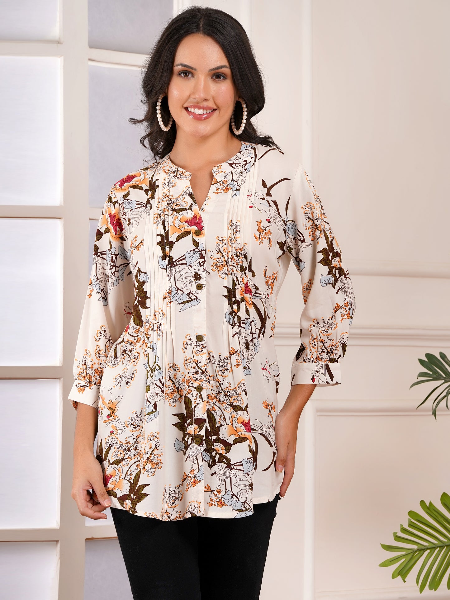 Autumn Bloom Pintucks Top