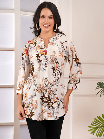 Autumn Bloom Pintucks Top