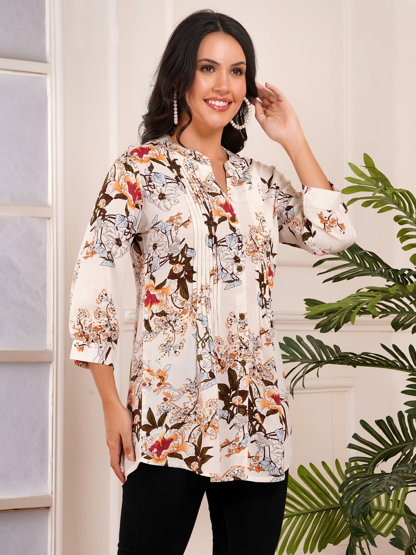 Autumn Bloom Pintucks Top