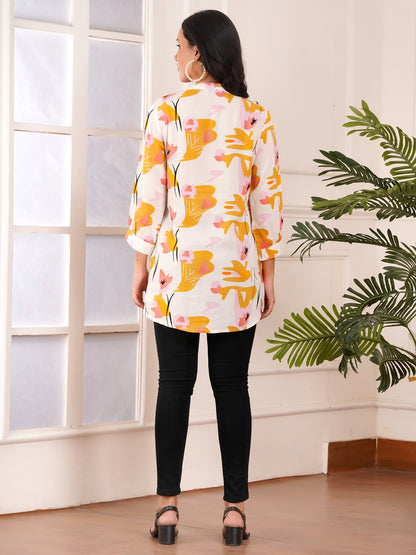Golden Petals Pintucks Top
