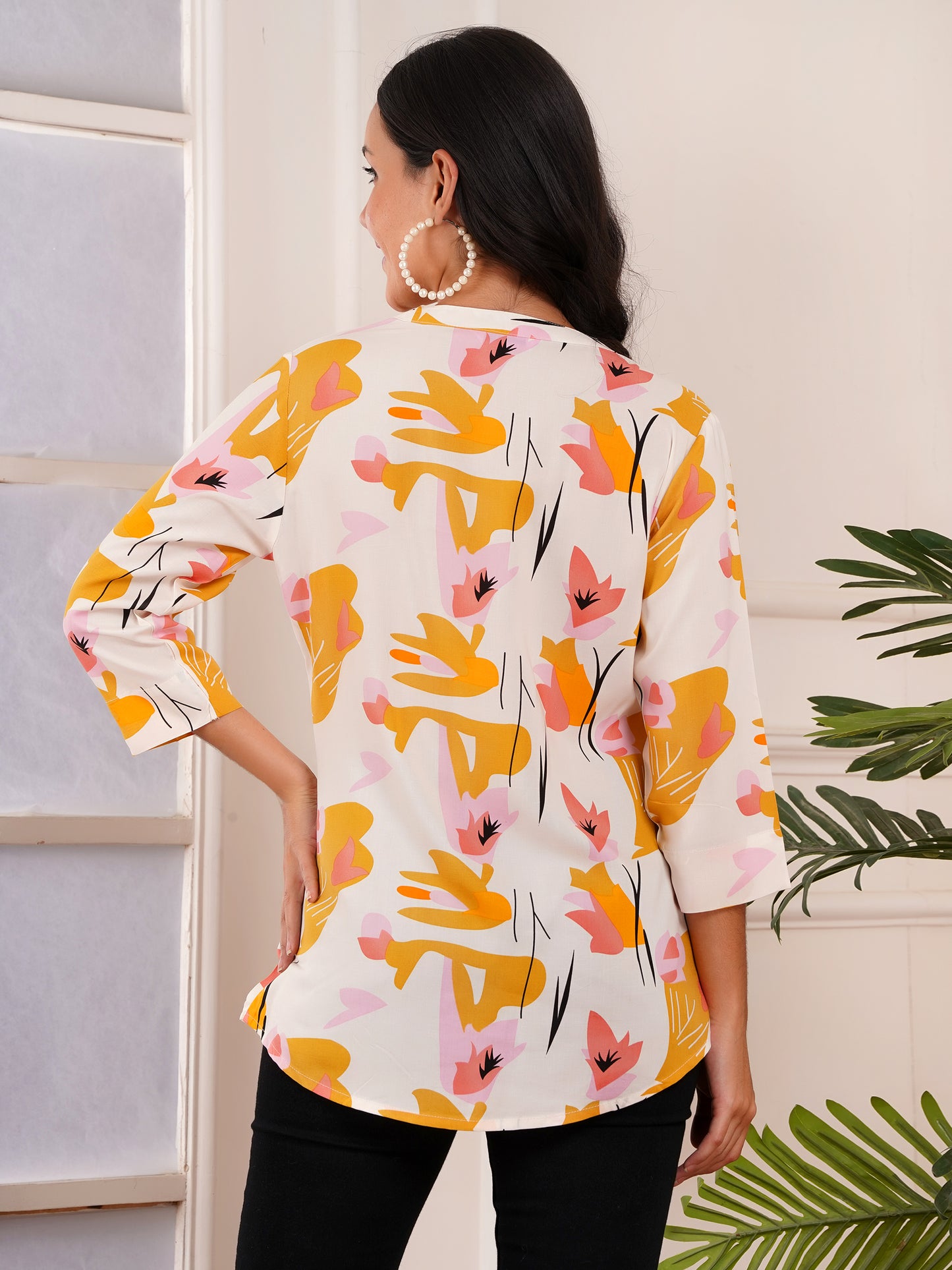 Golden Petals Print Top