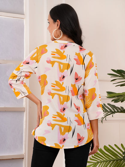 Golden Petals Print Top