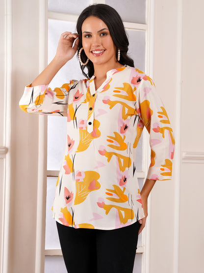 Golden Petals Print Top