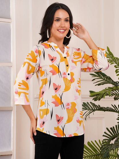 Golden Petals Print Top