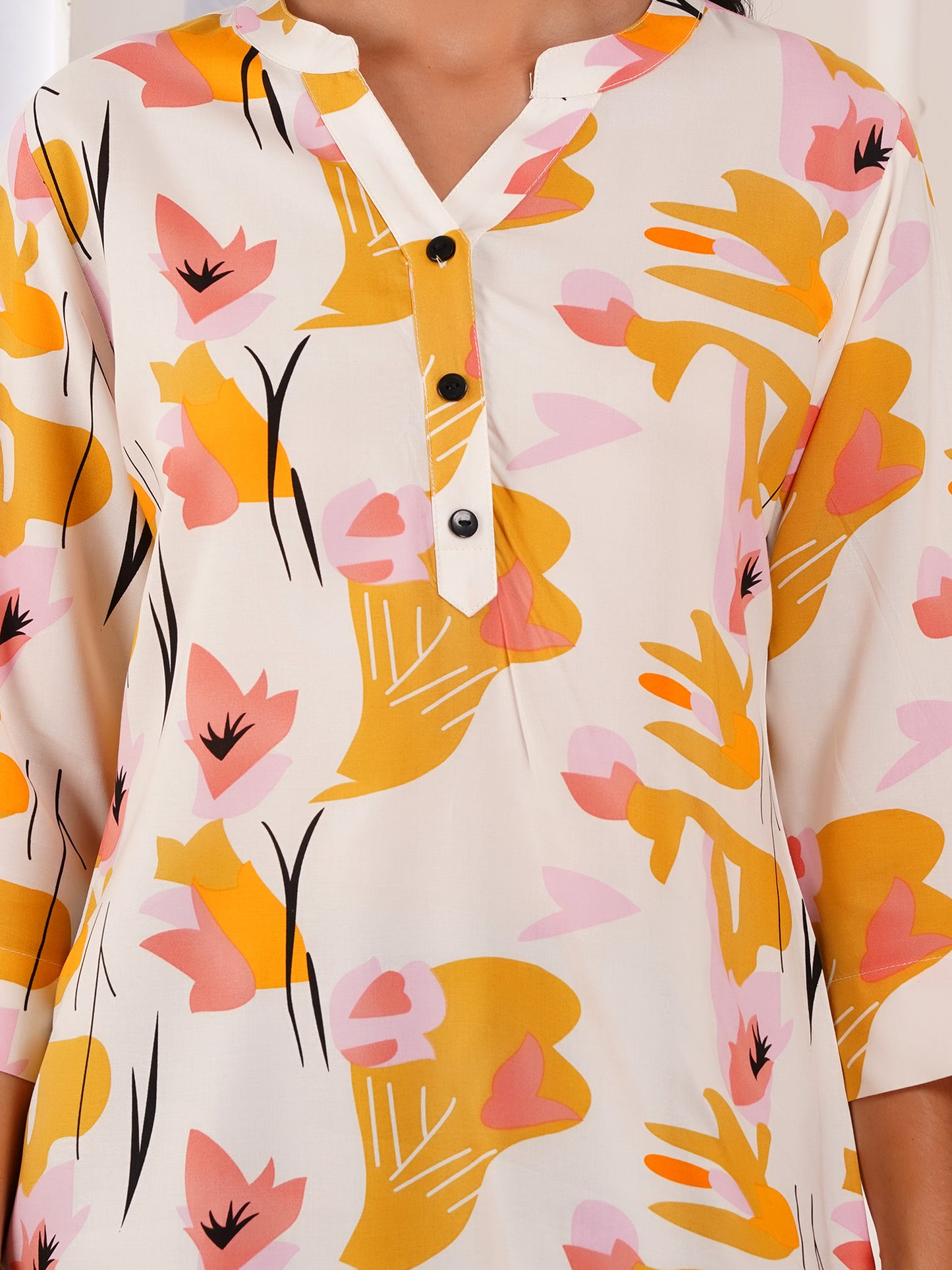 Golden Petals Print Top