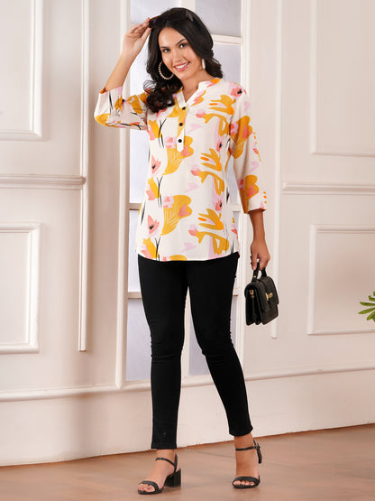 Golden Petals Print Top