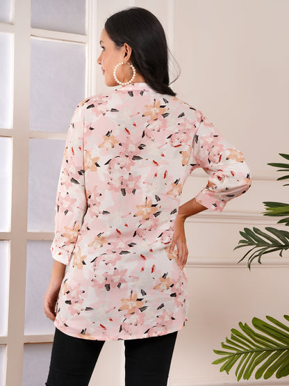 Soft Blush Floral Pintucks Top