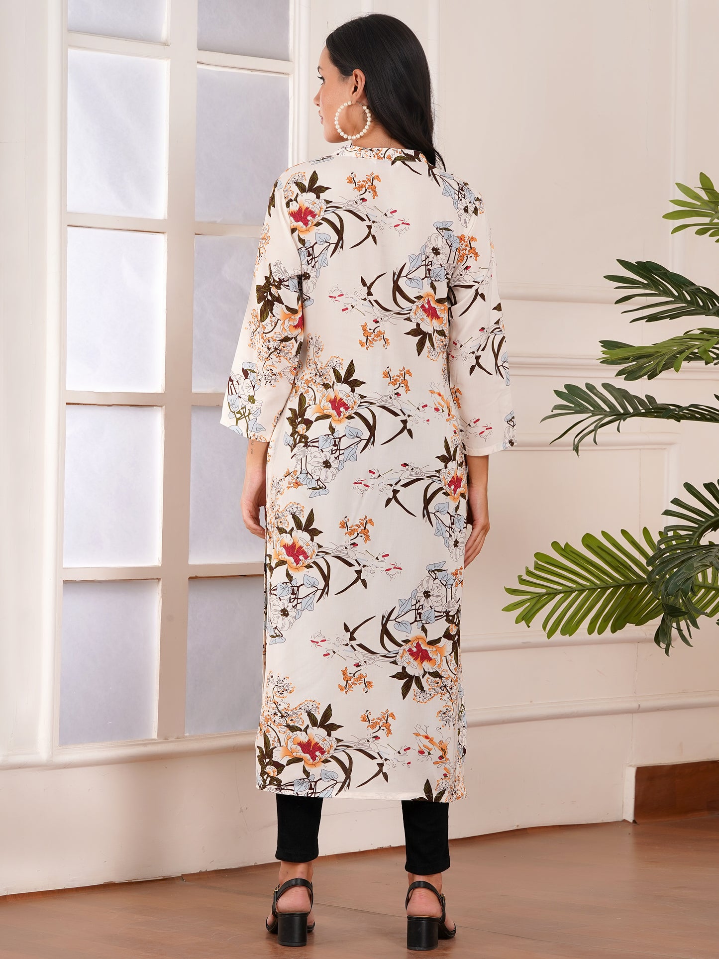 Autumn Bloom Straight Side Slit Kurti