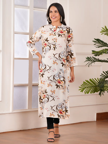 Autumn Bloom Straight Side Slit Kurti