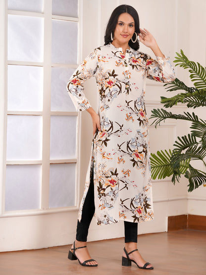 Autumn Bloom Straight Side Slit Kurti