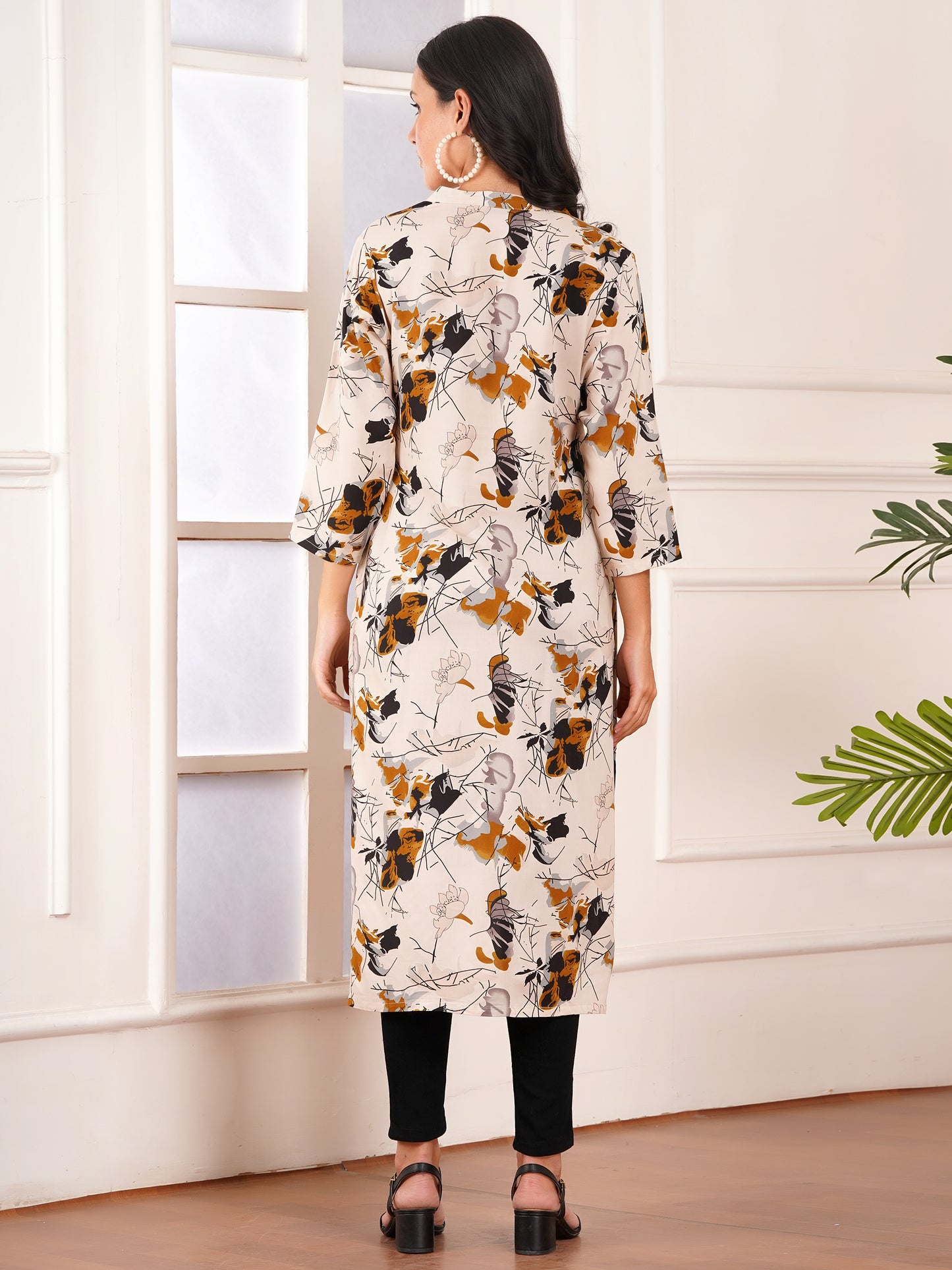 Beige Elegance Straight Side Slit Kurti