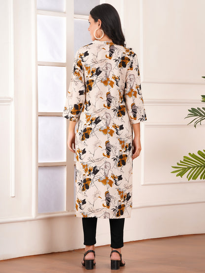 Beige Elegance Straight Side Slit Kurti