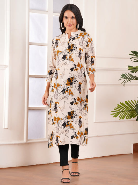 Beige Elegance Straight Side Slit Kurti