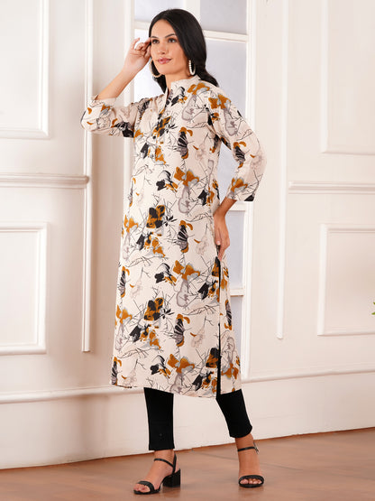 Beige Elegance Straight Side Slit Kurti