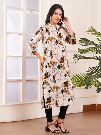 Beige Elegance Straight Side Slit Kurti