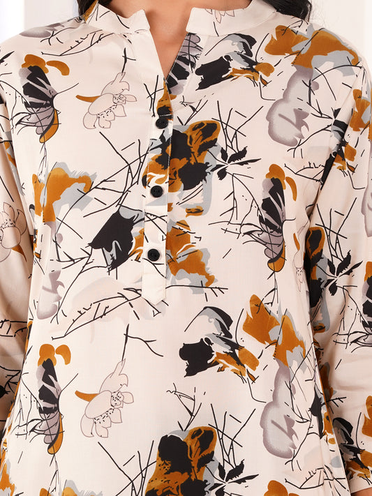 Beige Elegance Straight Side Slit Kurti