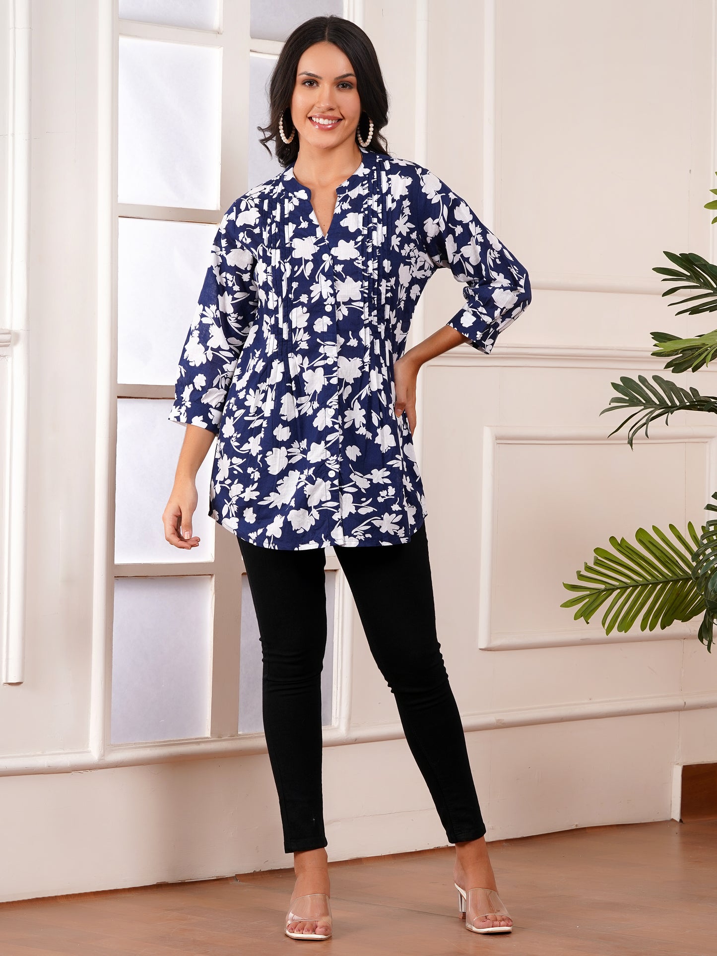 Evening Bloom Pintucks Top