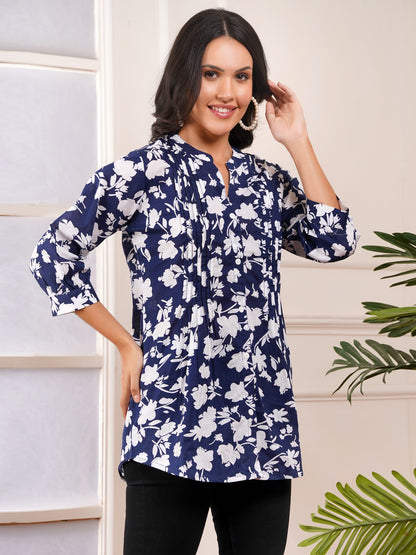 Evening Bloom Pintucks Top