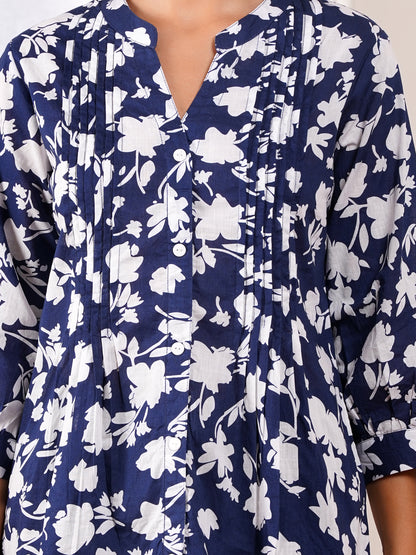Evening Bloom Pintucks Top