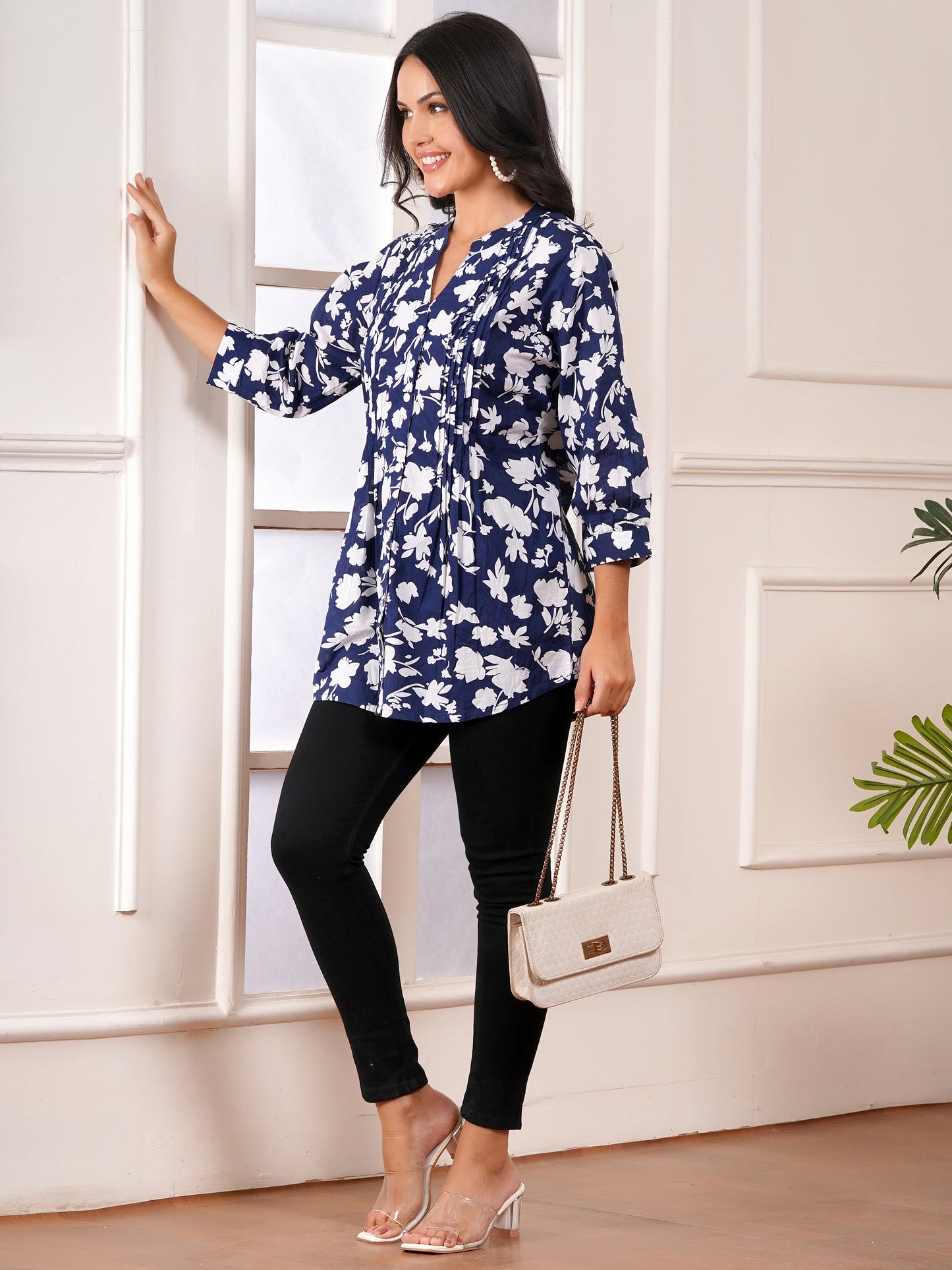 Evening Bloom Pintucks Top