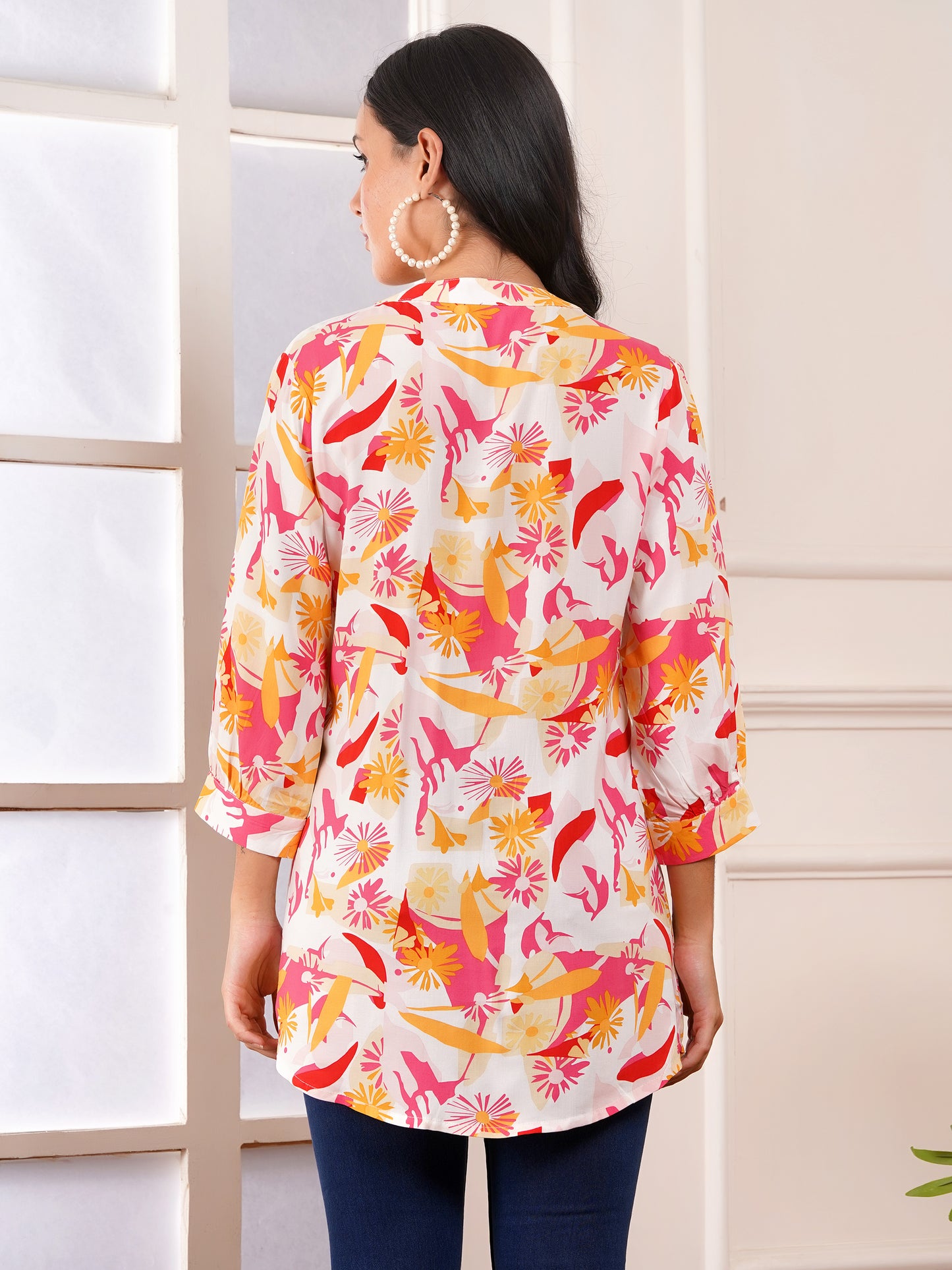 Tropical Petal Pintucks Top