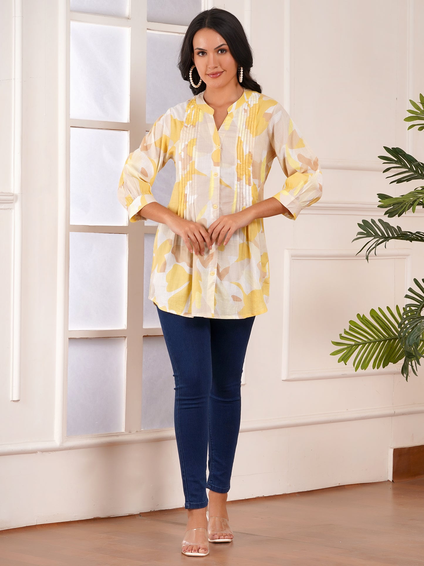 Sunlit Elegance Pintucks Top