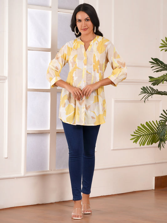 Sunlit Elegance Pintucks Top