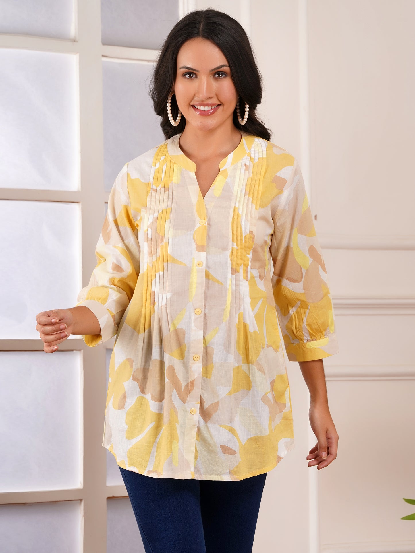 Sunlit Elegance Pintucks Top