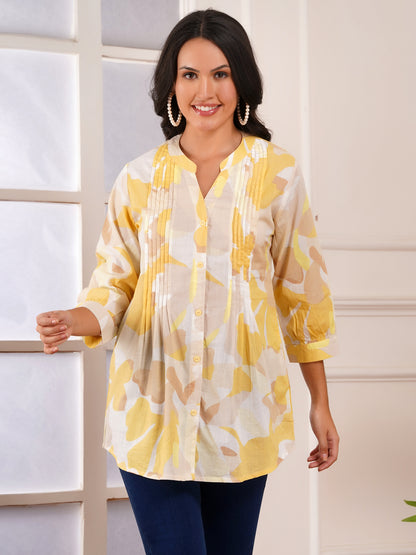 Sunlit Elegance Pintucks Top