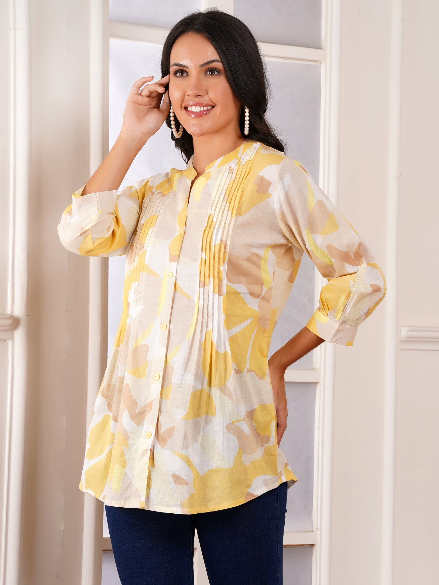 Sunlit Elegance Pintucks Top
