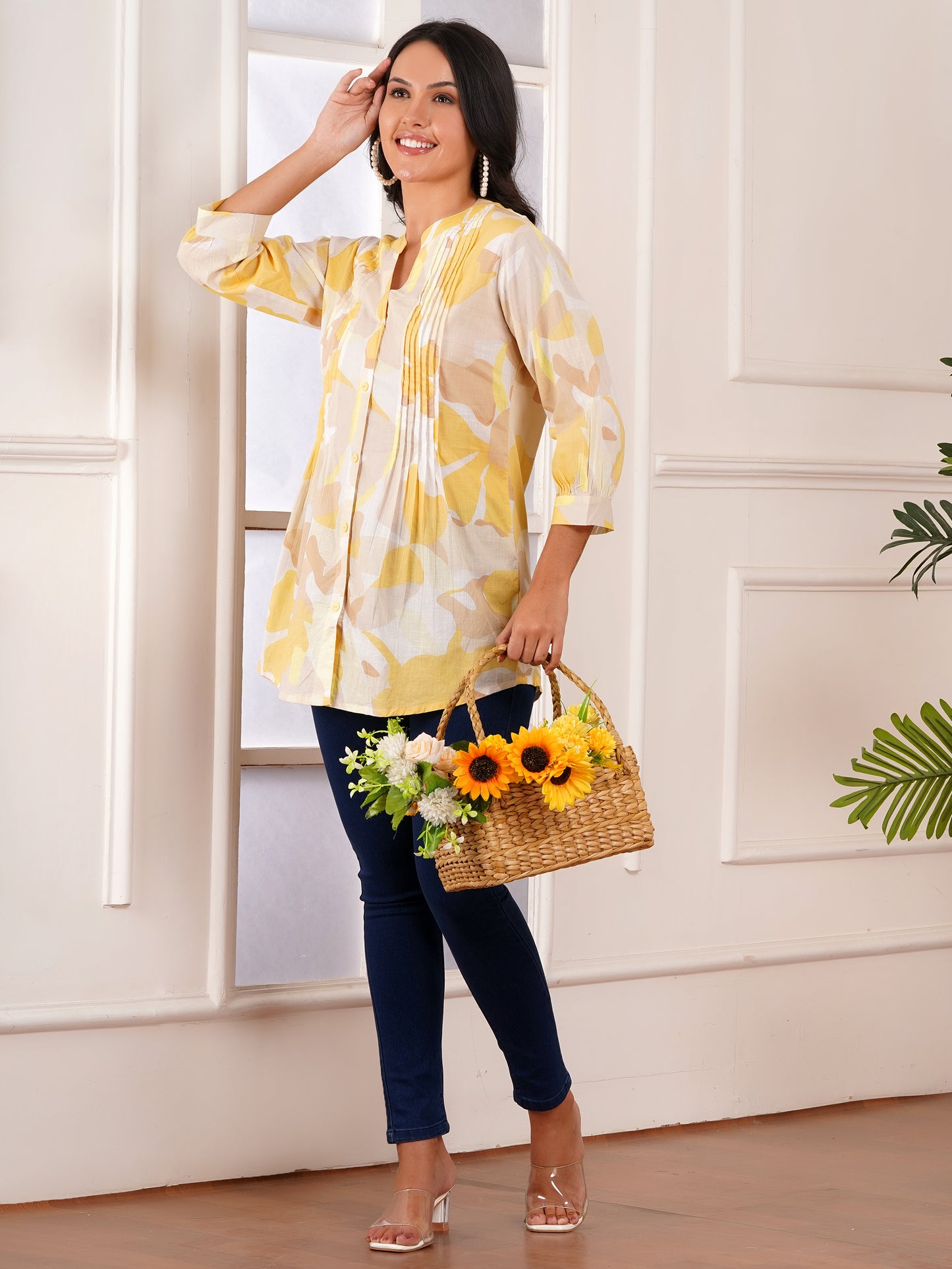 Sunlit Elegance Pintucks Top