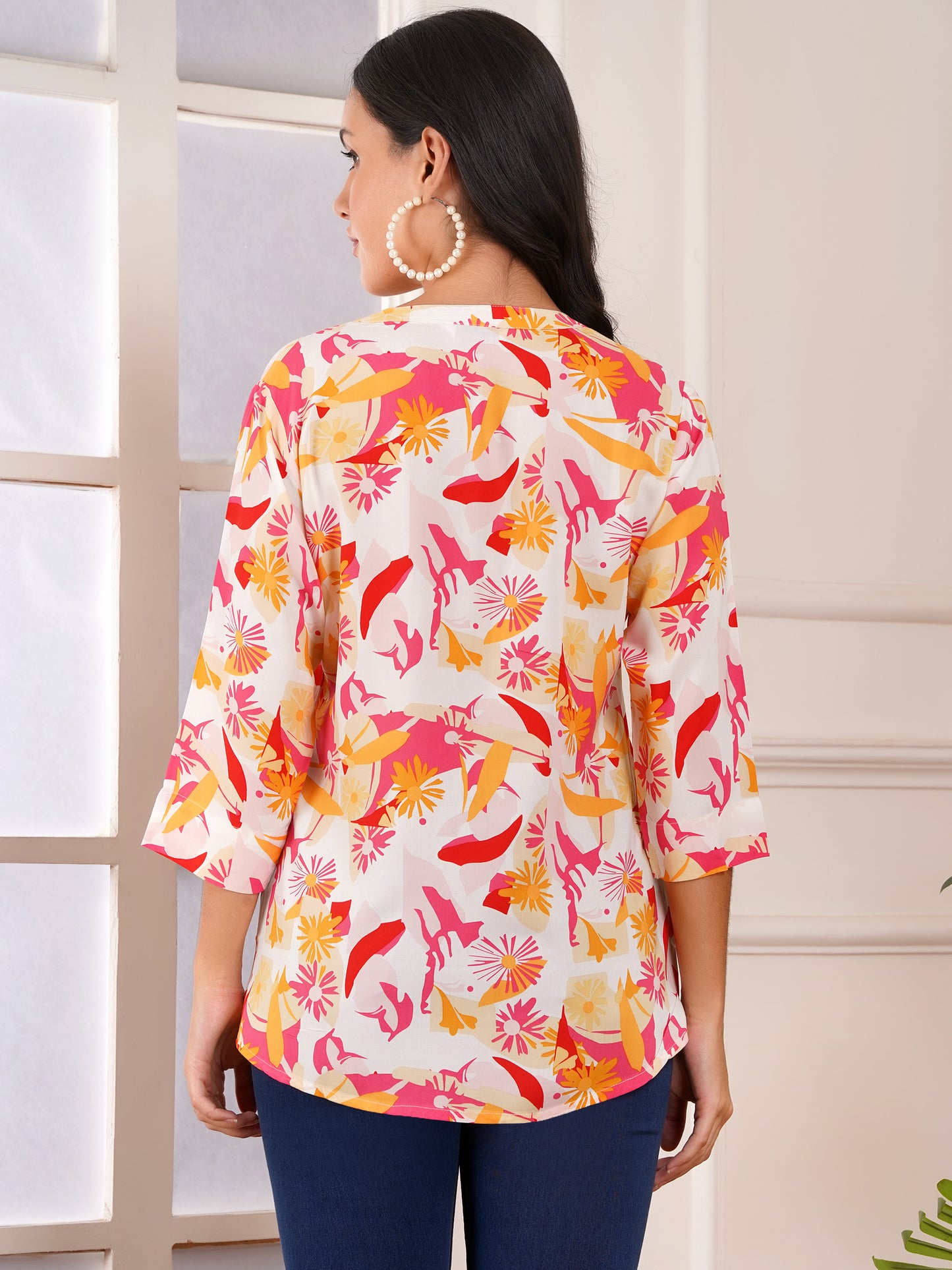 Tropical Petal Print Top