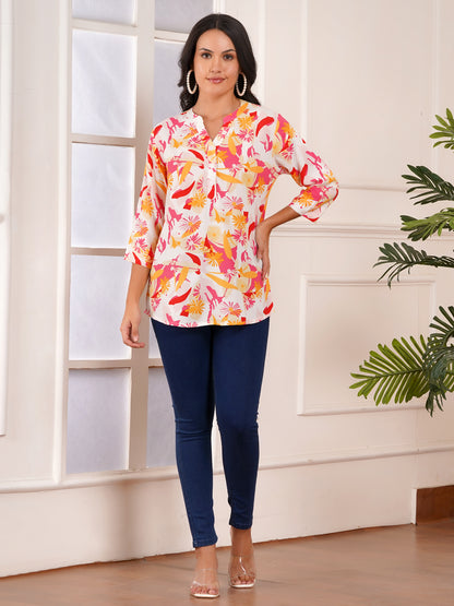 Tropical Petal Print Top