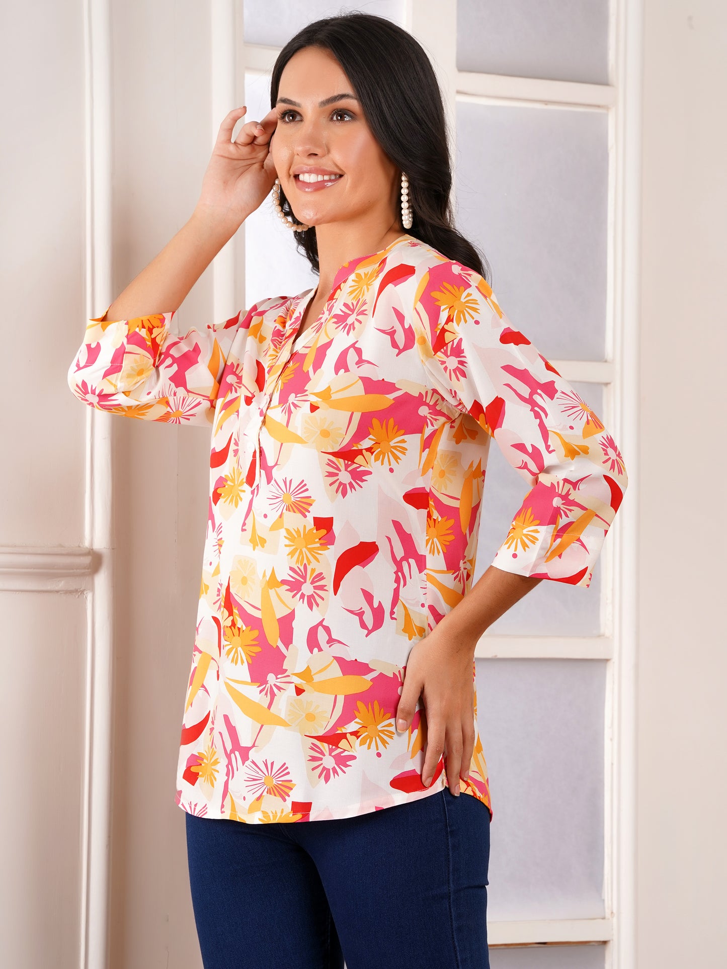 Tropical Petal Print Top