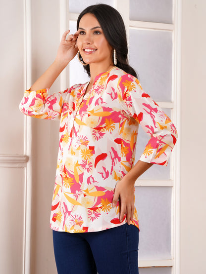 Tropical Petal Print Top