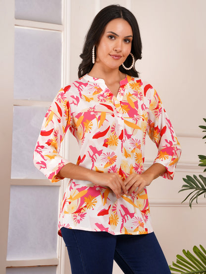 Tropical Petal Print Top